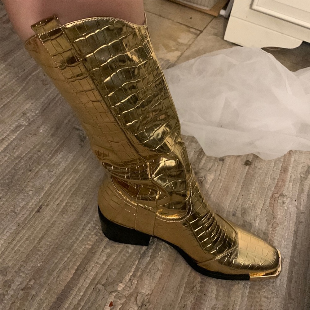 GOLD crocodile boots